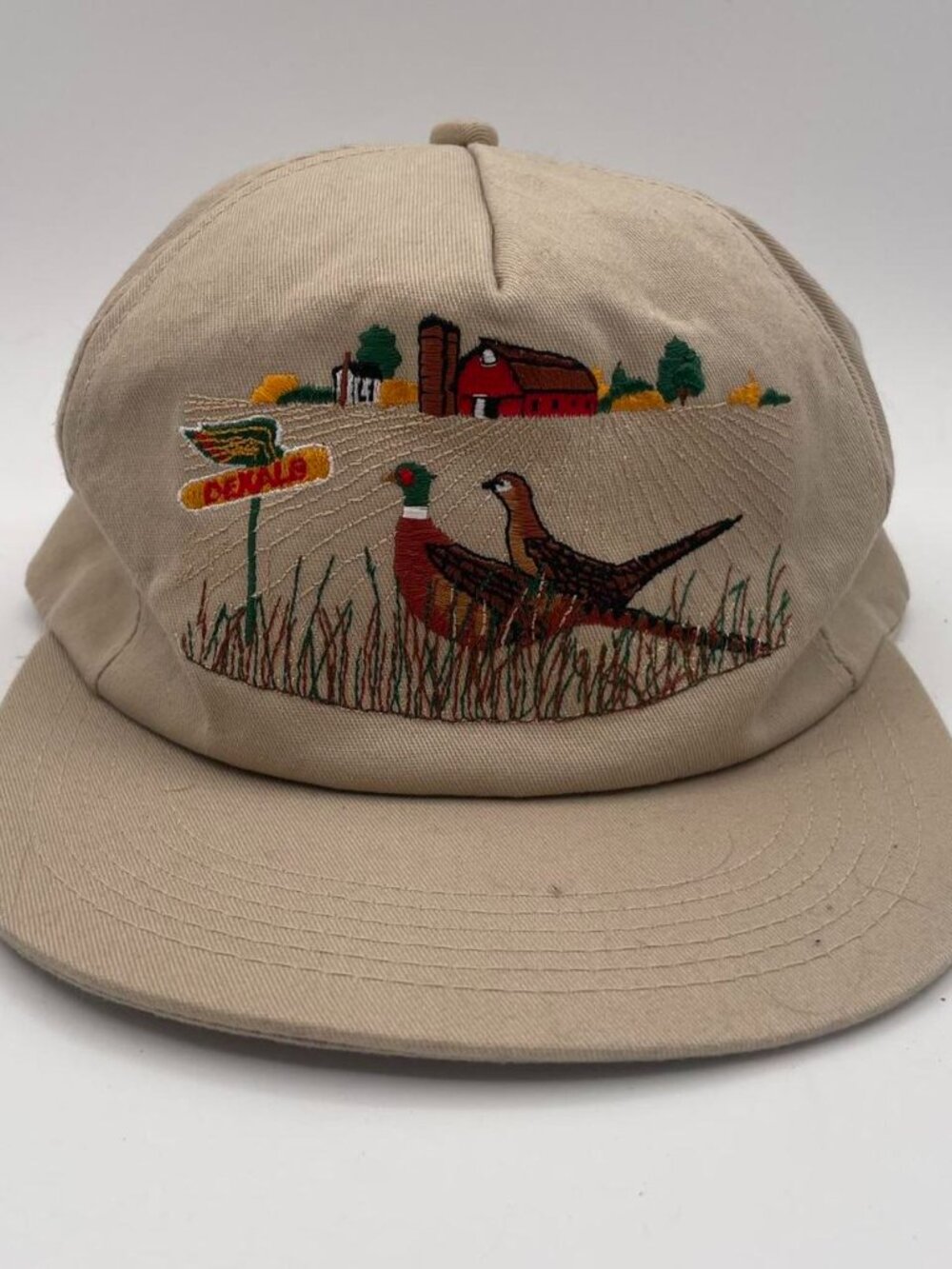 VTG 90's Dekalb Feed Farm Embroidered Pheasant Tan Snapback Hat K-Products